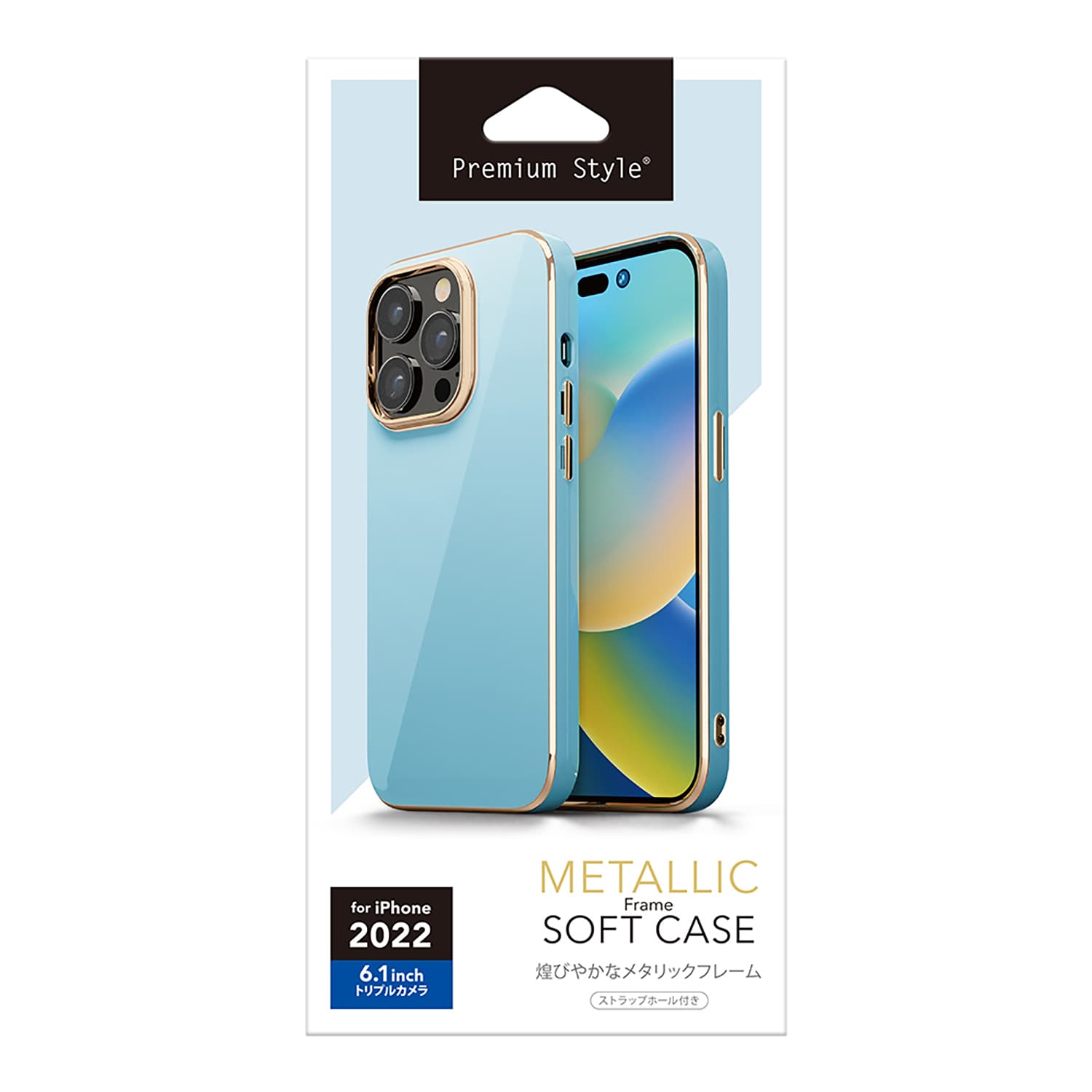 iPhone 14 Pro用 メタリックフレーム ソフトケース [ブルー]｜株式会社PGA